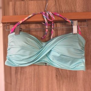Aqua strapless bikini top